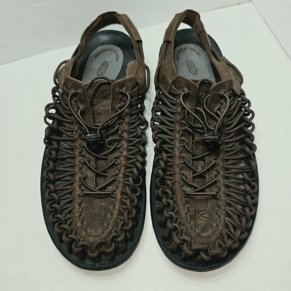 KEEN Uneek Mens Sandals Brown Suede Cord Outdoor Hiking Shoes Size 13